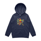 Lorikeet, Australian Birds - Kids Hoodie Midnight Blue Kids Hoodie animal Printed In Australia
