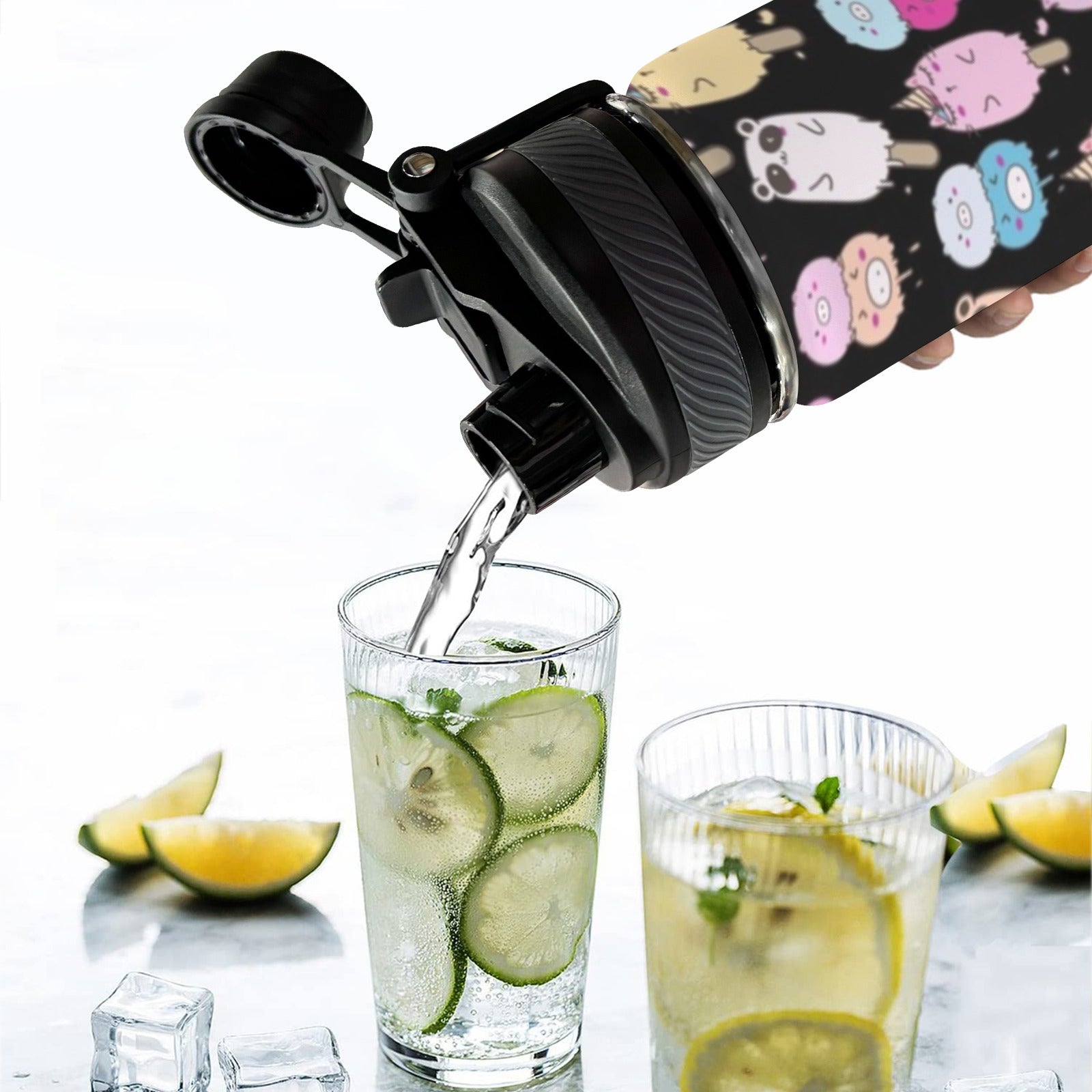 Cute Animal Ice Blocks - Insulated Water Bottle with Dual-Use Lid (18oz) Insulated Water Bottle with Dual-Use Lid (18oz) animal Food Printed Offshore