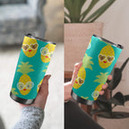Pineapples With Glasses - 20oz Mobile Tumbler with Lid (Black Lock) 20oz Travel Mug Food Printed Offshore