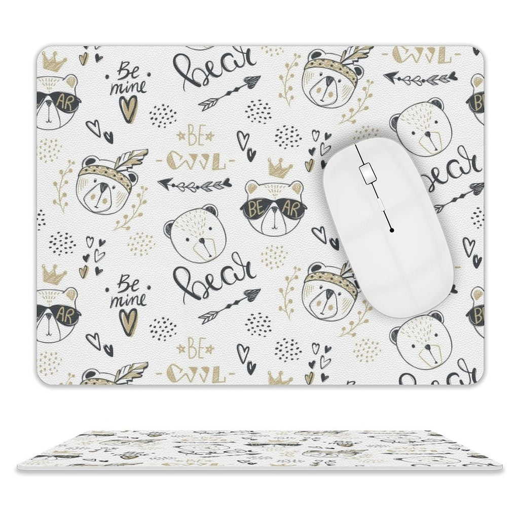Bears Leather Mouse Pad white One size Leather Mouse Pad animal Printed Offshore