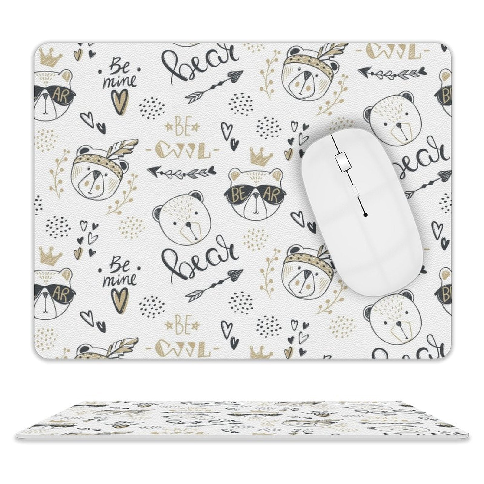 Bears - Leather Mouse Pad white One size Leather Mouse Pad animal Printed Offshore