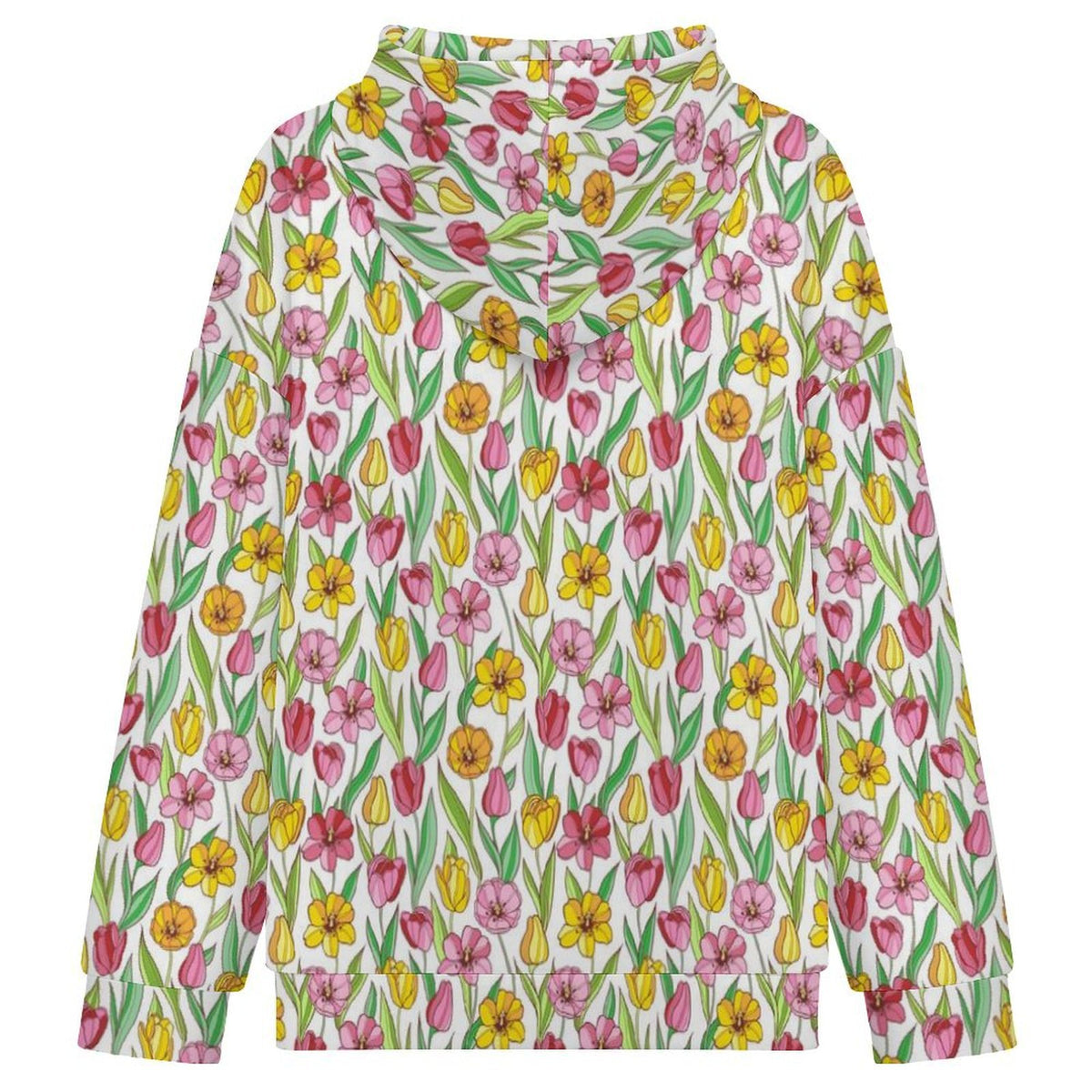 Pink And Yellow Floral Women's Full-Zip Hoodie
