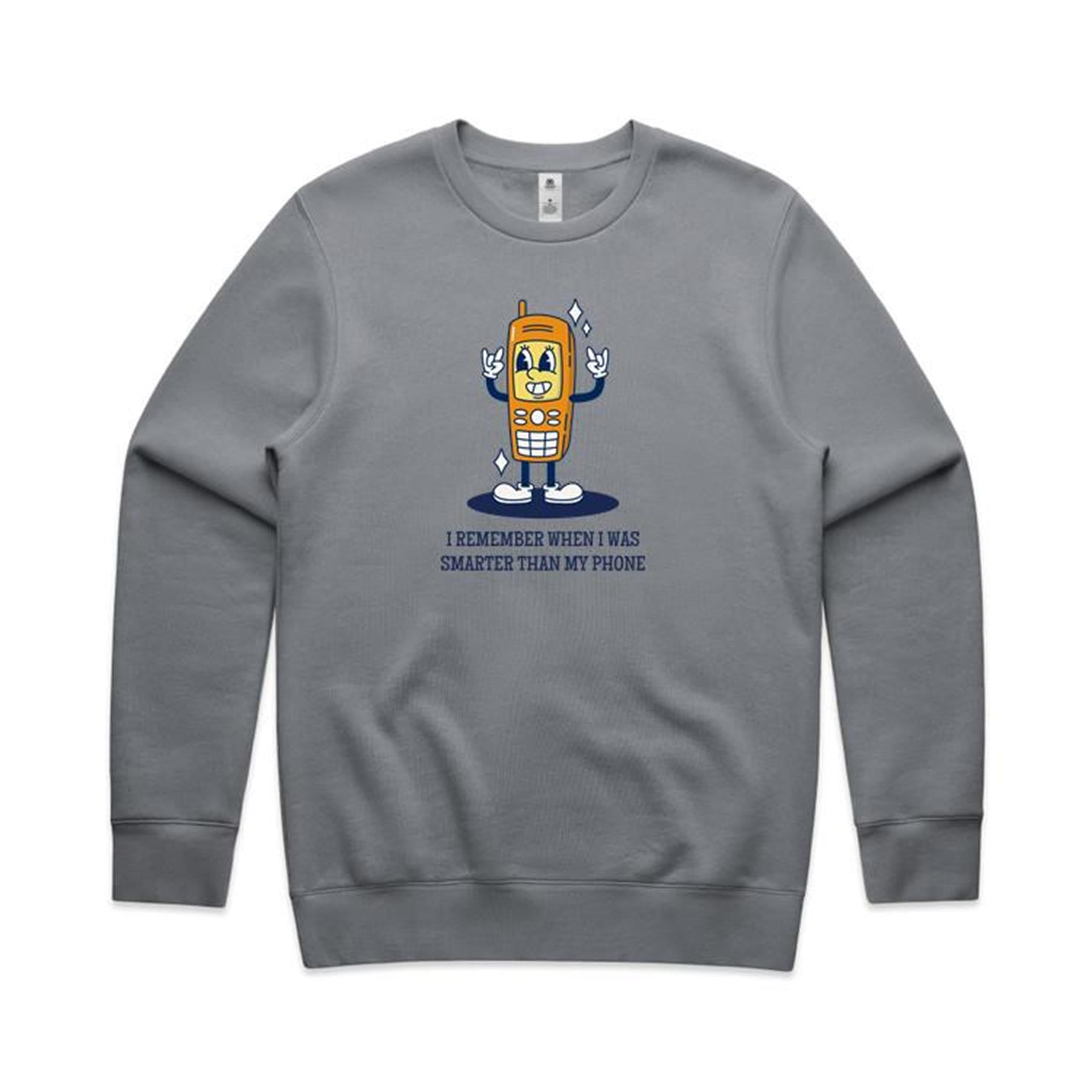 I Remember When I Was Smarter Than My Phone - AS Colour Stencil Crew Sweatshirt Gravel Sweatshirt Printed In Australia Tech