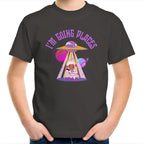 I'm Going Places, Space - Kids Youth T-Shirt Charcoal Kids Youth T-shirt Printed In Australia Space
