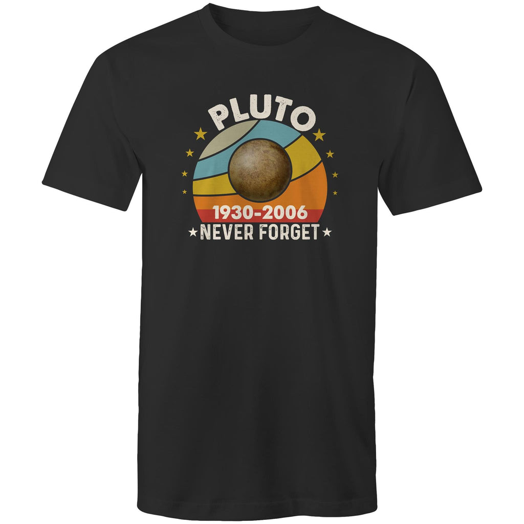 Never Forget Pluto - Mens T-Shirt Black Mens T-shirt Printed In Australia Space