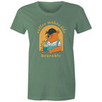 Coffee Makes Life Bearable - Womens T-shirt Sage Womens T-shirt animal Coffee Printed In Australia