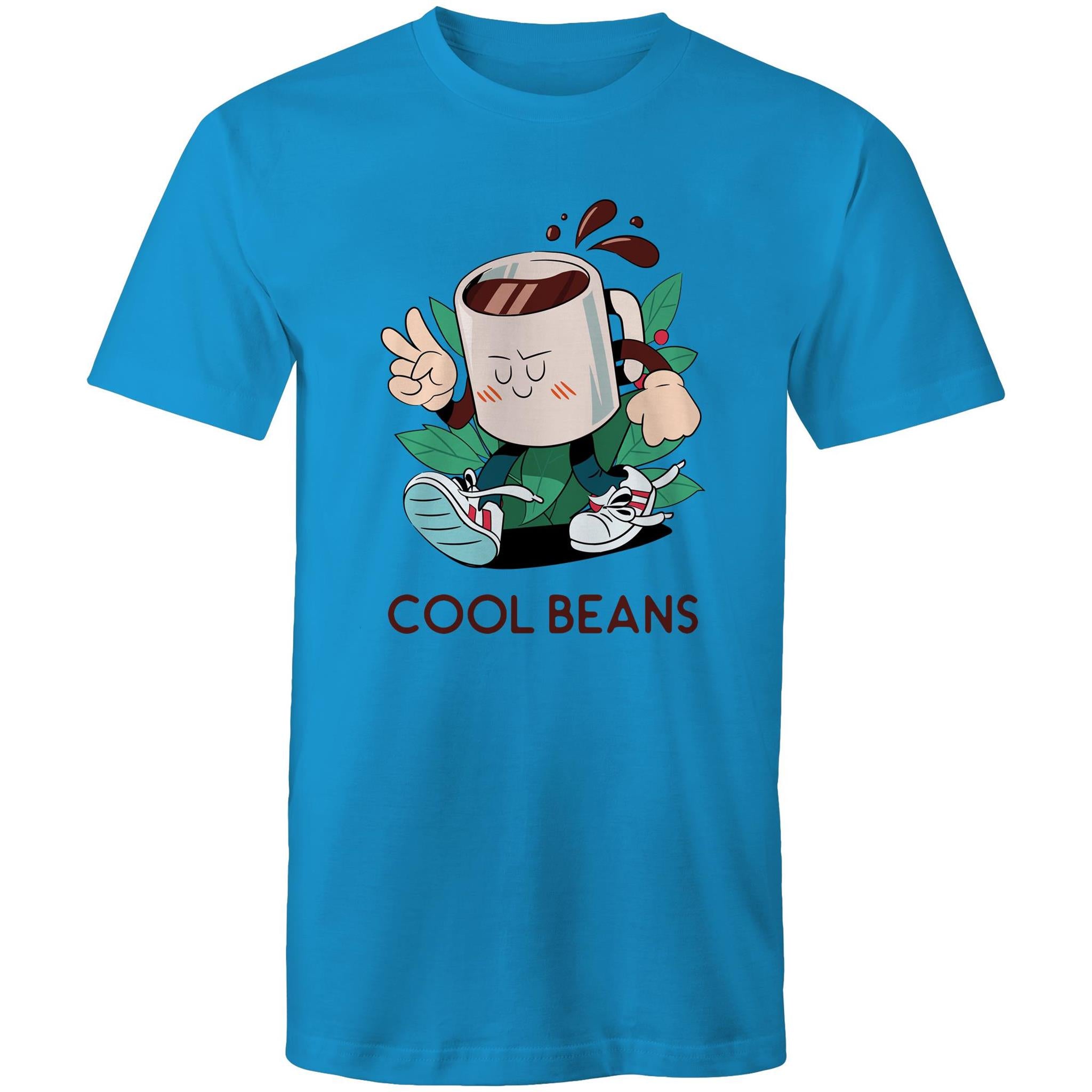 Cool Beans, Coffee - Mens T-Shirt Arctic Blue Mens T-shirt Coffee Printed In Australia