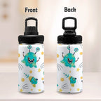 Happy Aliens Kids Water Bottle with Chug Lid (12 oz) Kids Water Bottle with Chug Lid Printed Offshore Sci Fi