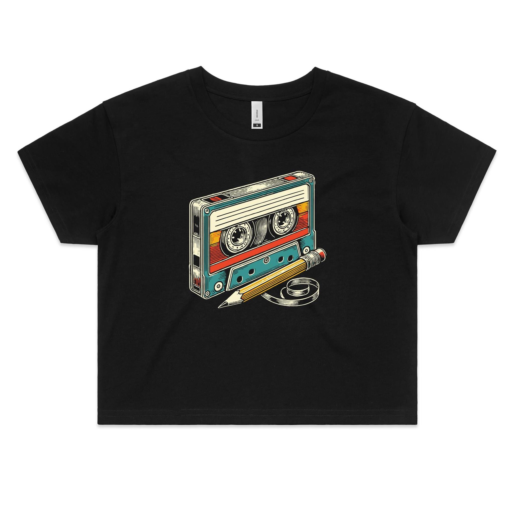 Cassette Tape And Pencil Women's AS Colour Crop Tee