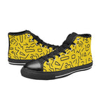 Black Squiggle On Yellow - Men's High Top Canvas Shoes Men's Classic High Top Canvas Shoes Printed Offshore Retro