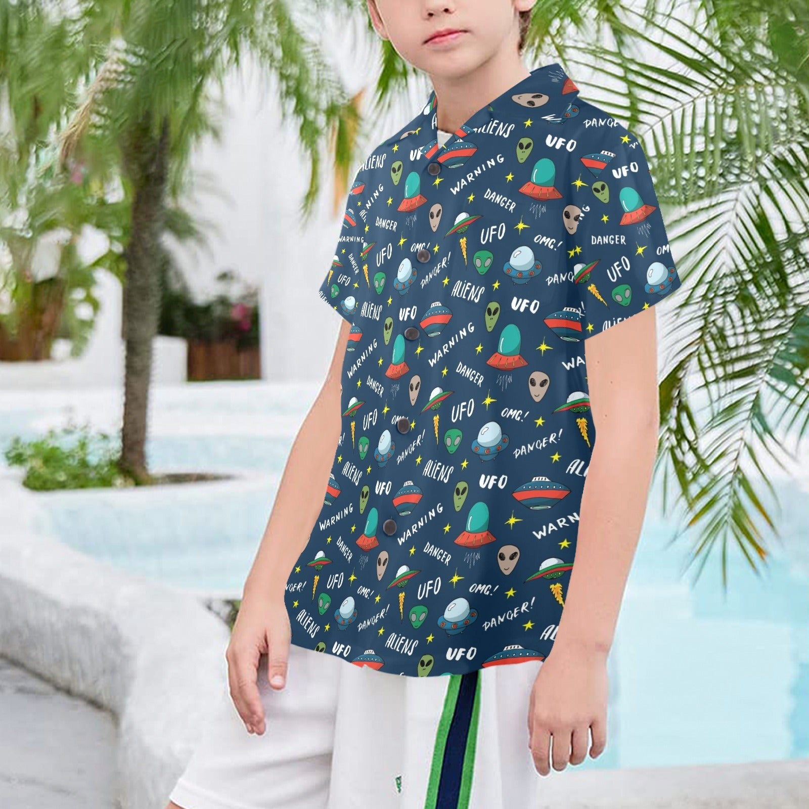 UFO's And Aliens Senior Kids Hawaiian Shirt