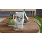 Personalise - Mother Heart Message - White Latte 17oz Ceramic Mug Personalised Latte Mug customise Globally Fulfilled Love Mum Name personalise