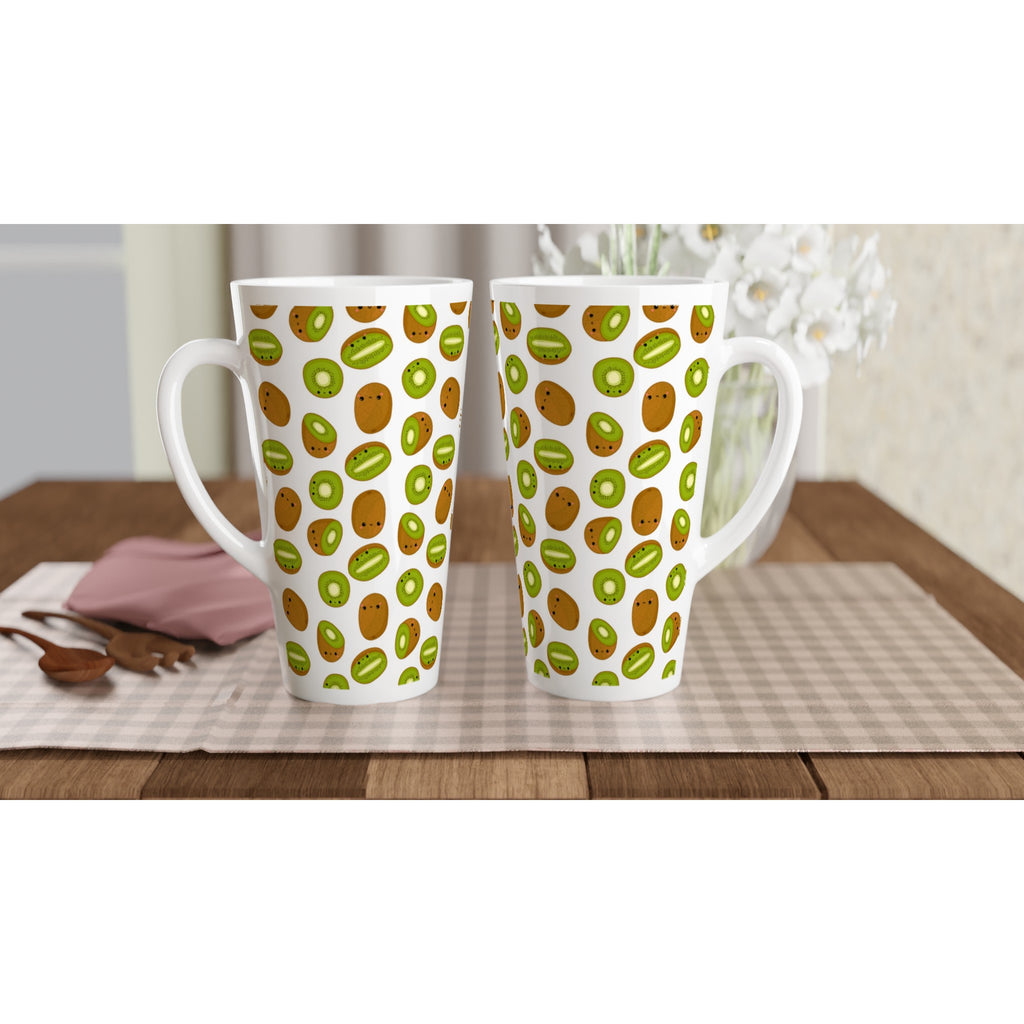 Kiwi Fruit - White Latte 17oz Ceramic Mug Latte Mug food Globally Fulfilled