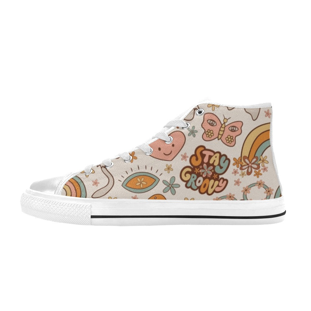 Peace And Love Kids High Top Canvas Shoes