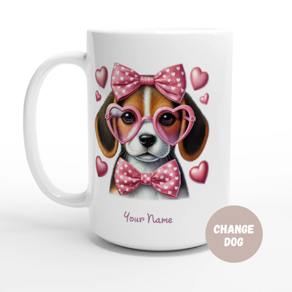 Personalised - Valentines Dog, Change Dog - White 15oz Ceramic Mug
