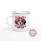 Personalised - Valentines Dog, Change Dog  - White 12oz Enamel Mug