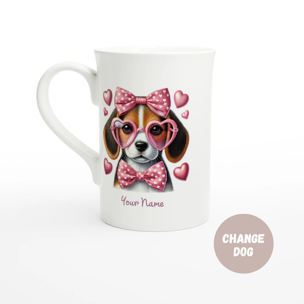 Personalised - Valentines Dog, Change Dog - White 10oz Porcelain Slim Mug