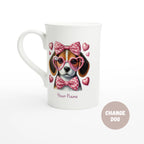 Personalised - Valentines Dog, Change Dog - White 10oz Porcelain Slim Mug