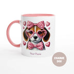 Personalised - Valentines Dog, Change Dog - White 11oz Ceramic Mug with Color Inside