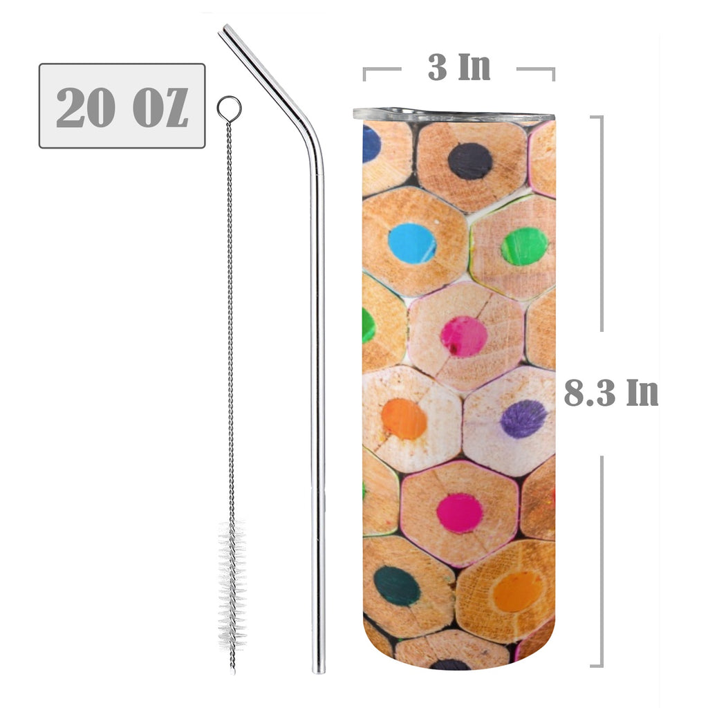 Pencils 20oz Tall Skinny Tumbler with Lid and Straw
