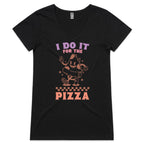 I Do It For The Pizza, Gym - Womens V-Neck T-Shirt Black Womens Active V-Neck T-shirt Fitness Printed In Australia