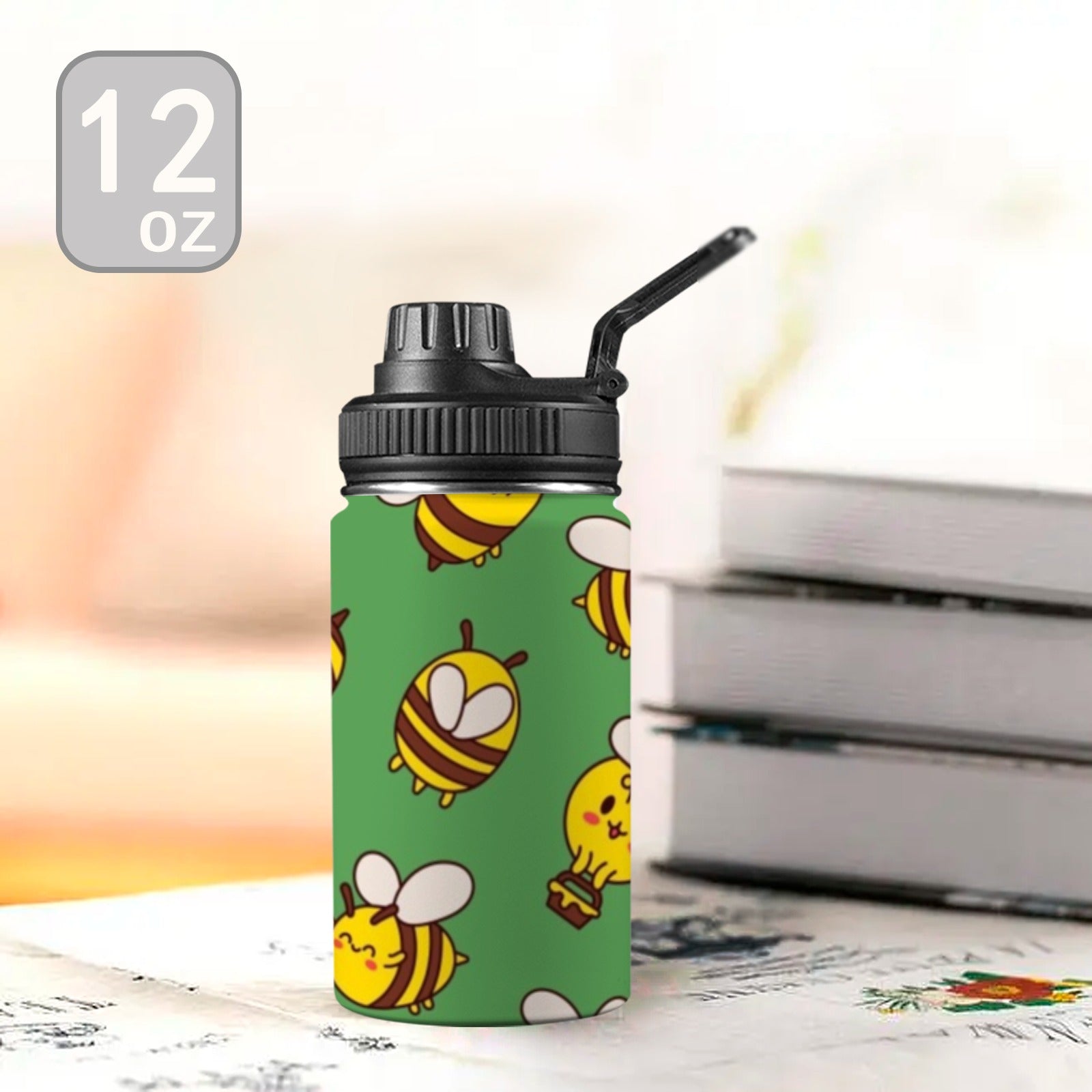 Busy Bees Kids Water Bottle with Chug Lid (12 oz) Kids Water Bottle with Chug Lid animal Printed Offshore