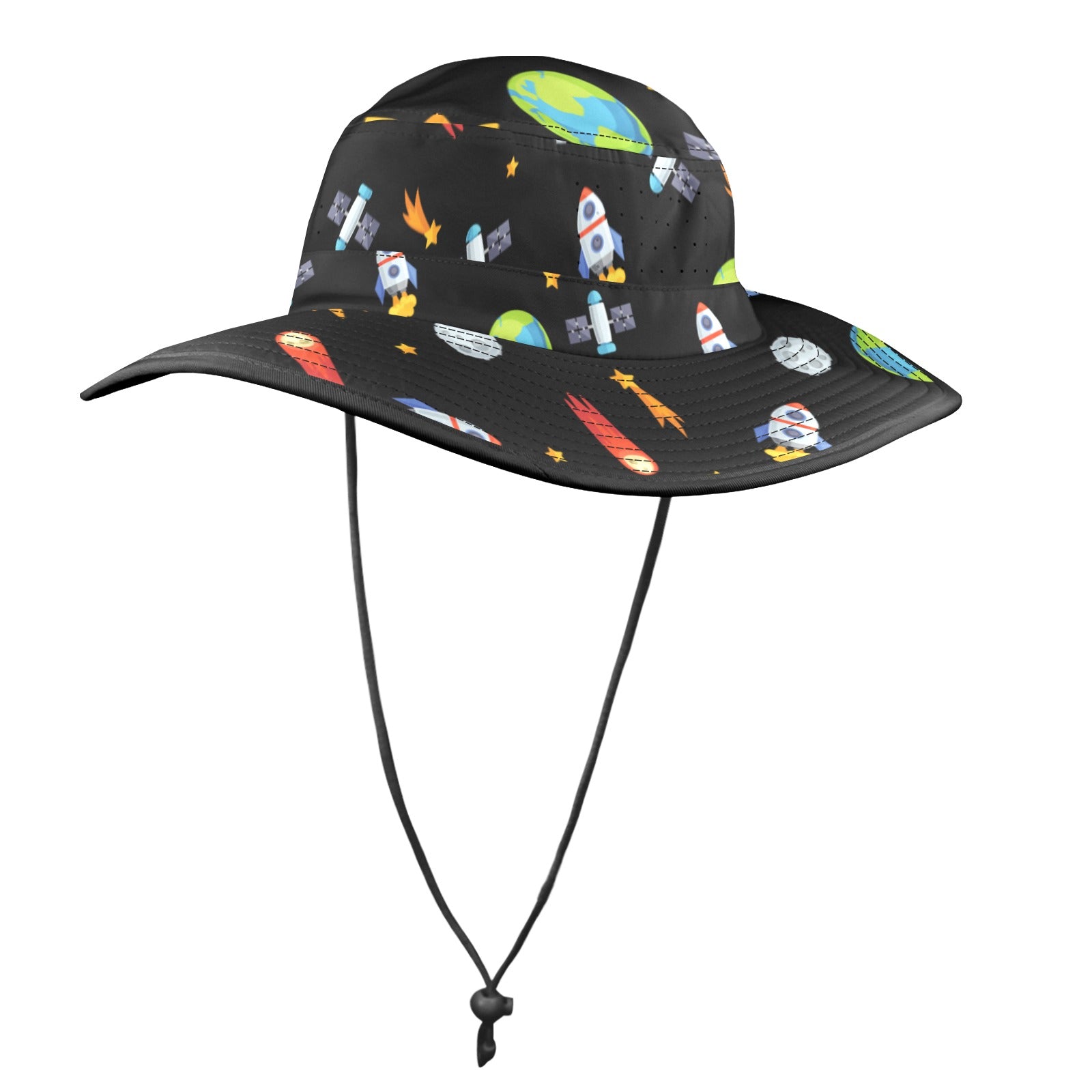 Busy Space - Wide Brim Bucket Hat Wide Brim Bucket Hat Printed Offshore Space