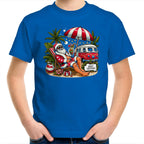 Santa By The Beach- Kids Youth T-shirt Bright Royal Kids Christmas T-shirt Christmas Printed In Australia