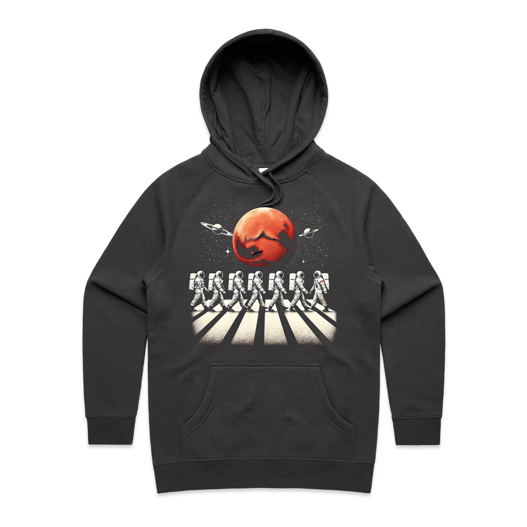 Astronaut Zebra Crossing In Space - Womens Hoodie Coal Womens Hoodie Printed In Australia Space