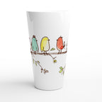 Birds On A Branch - White Latte 17oz Ceramic Mug Latte Mug animal Globally Fulfilled