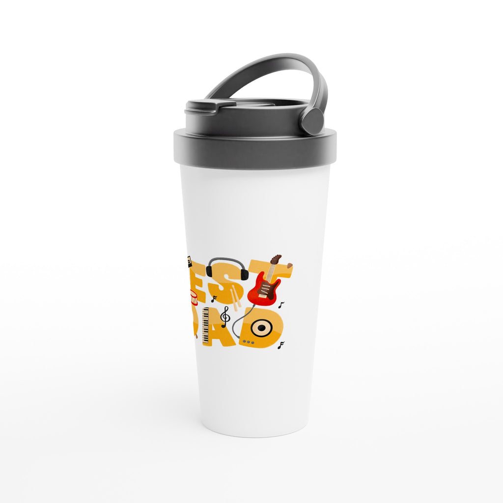 Best Dad, Music - White 15oz Stainless Steel Travel Mug Travel Mug Dad Globally Fulfilled Music