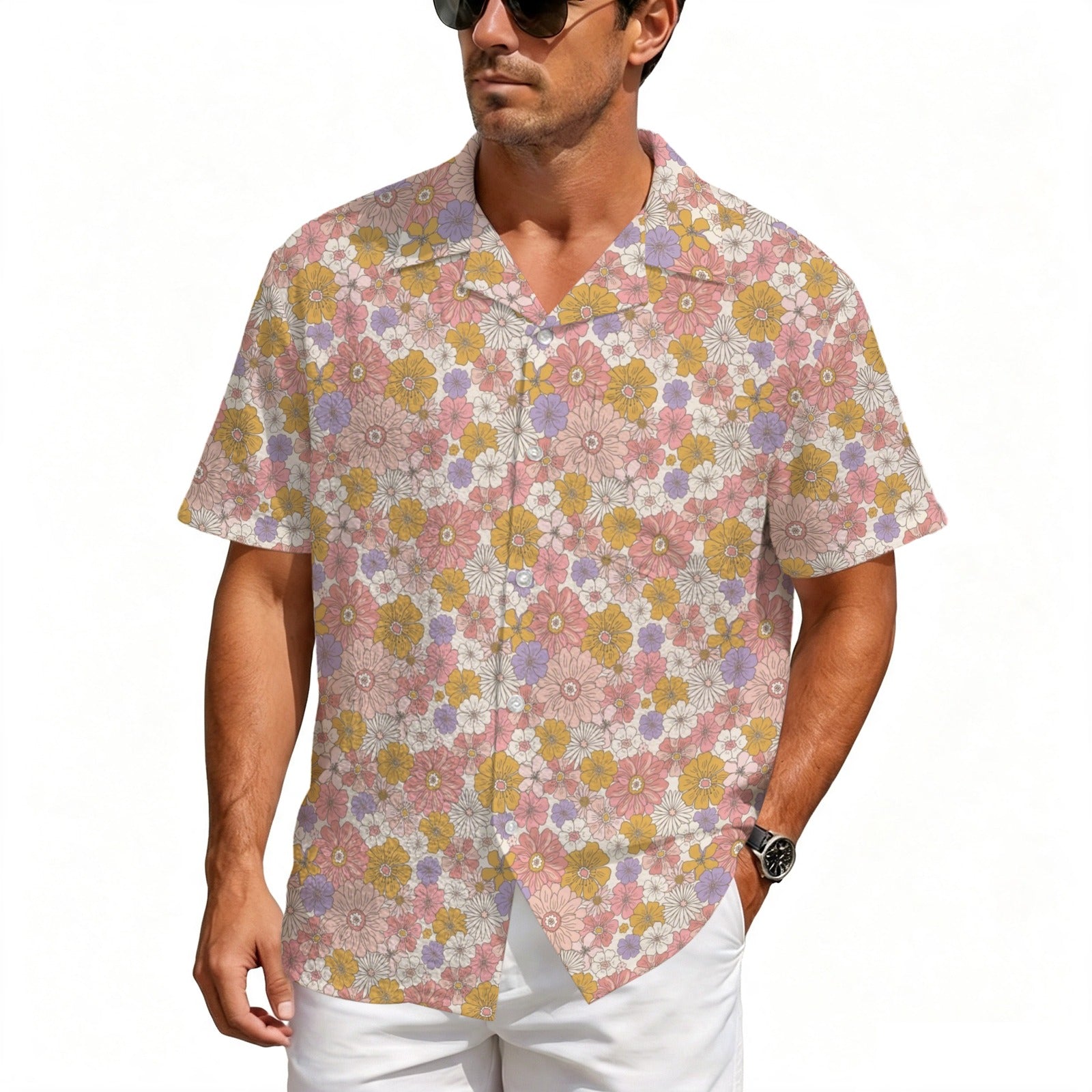 Faded Floral Men's Crinkle Hawaiian Shirt