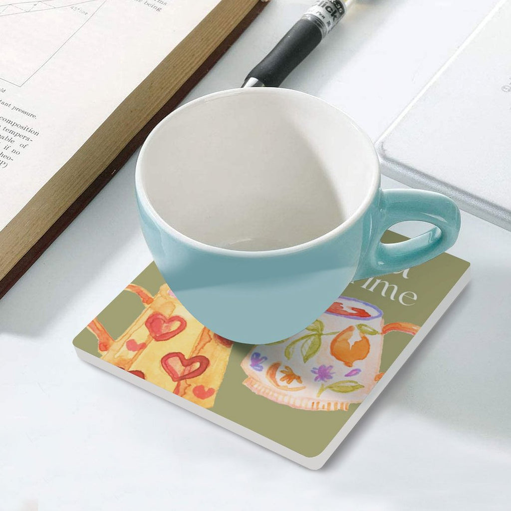 Tea Time - Ceramic Coasters (Square) Ceramic Coasters Printed Offshore Tea