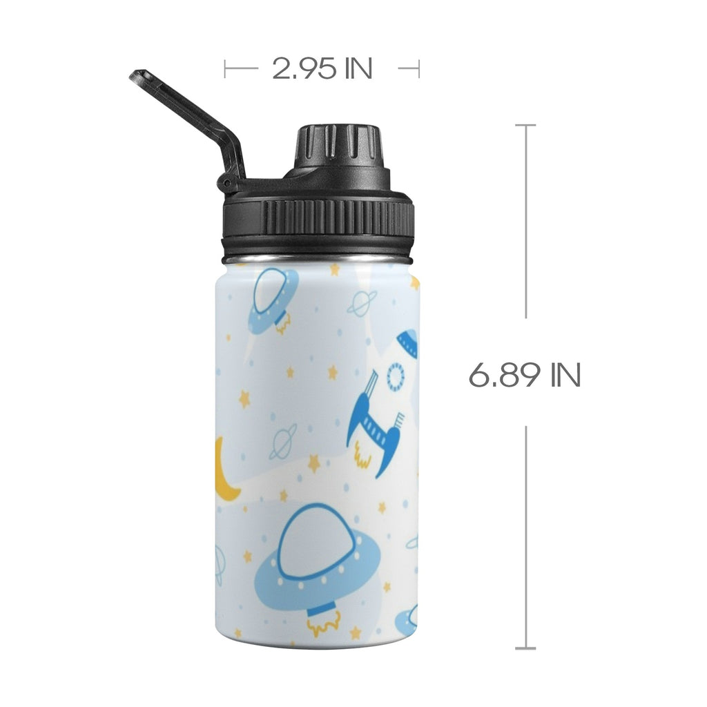 Spaceships And UFO's - Kids Water Bottle with Chug Lid (12 oz) One Size Kids Water Bottle with Chug Lid Printed Offshore Space