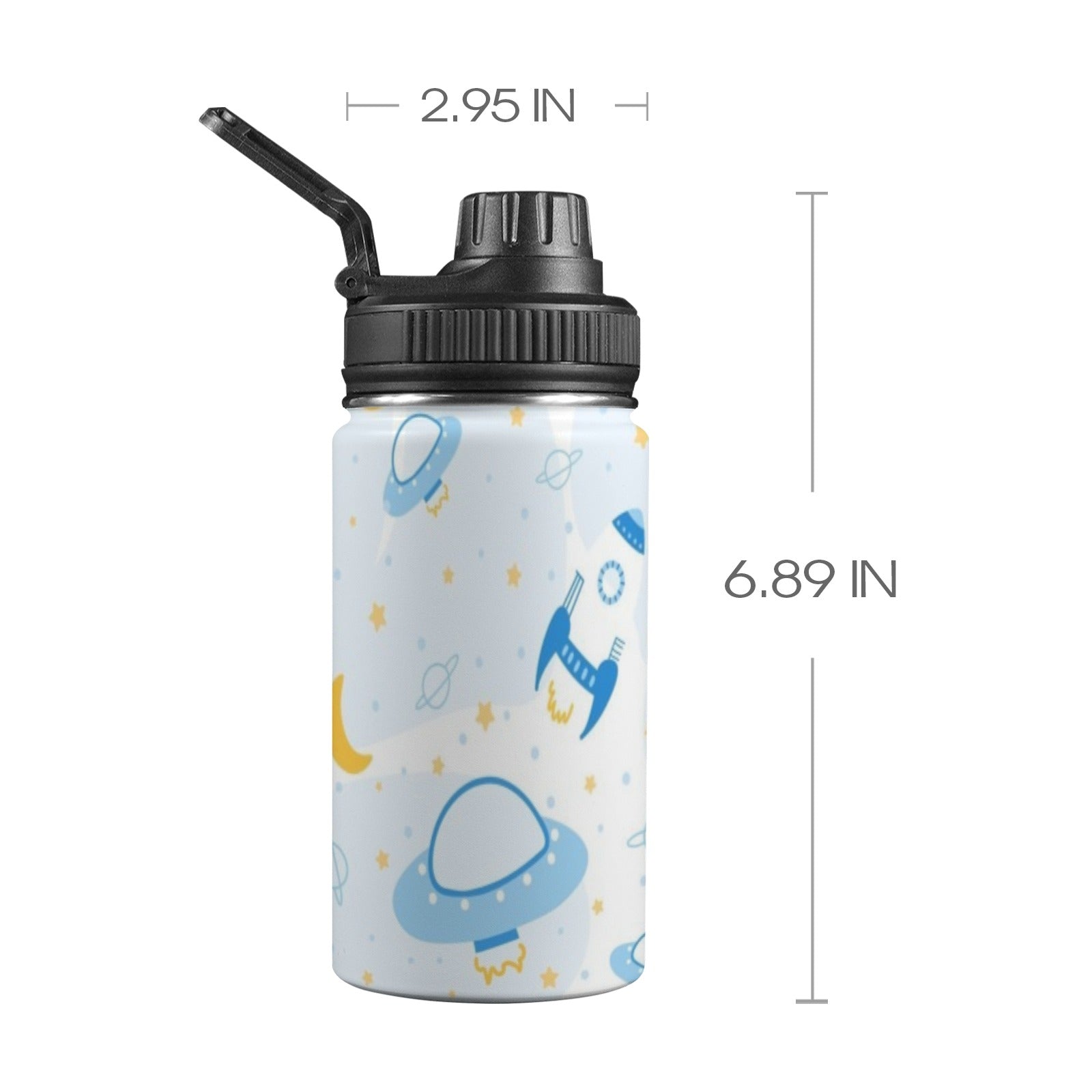 Spaceships And UFO's - Kids Water Bottle with Chug Lid (12 oz) One Size Kids Water Bottle with Chug Lid Printed Offshore Space