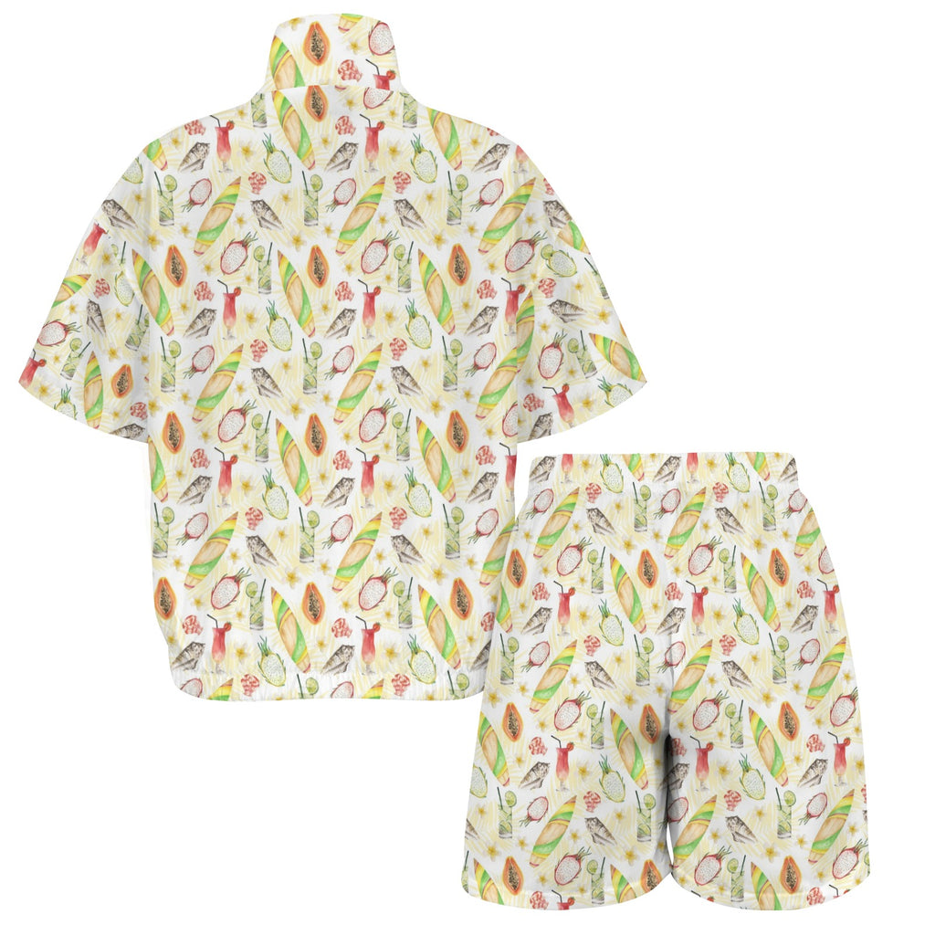 Tropical Surf Women's Windbreaker Short Set Women's Windbreaker Short Set Printed Offshore Surf