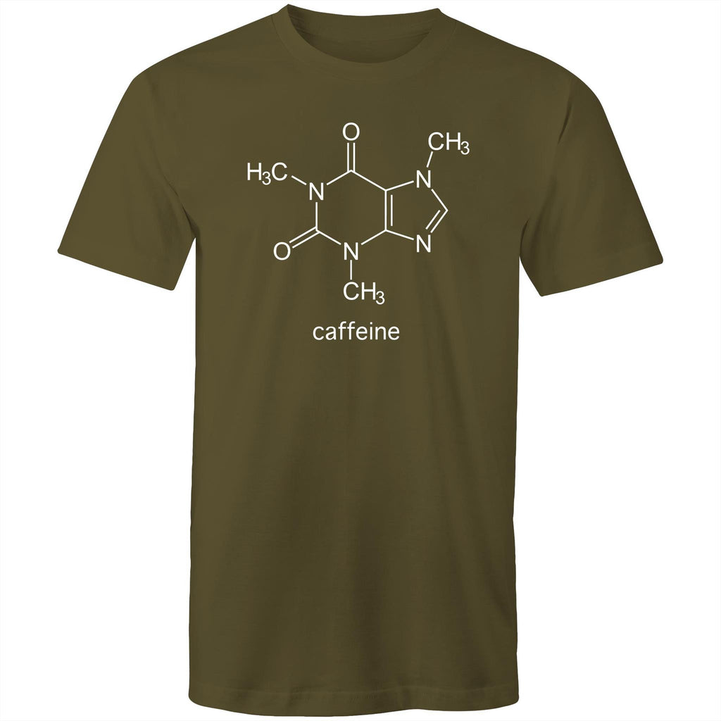 Caffeine Molecule - Mens T-Shirt Army Green Mens T-shirt Coffee Printed In Australia Science