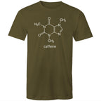Caffeine Molecule - Mens T-Shirt Army Green Mens T-shirt Coffee Printed In Australia Science