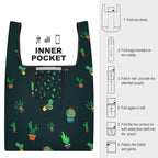 Cactus On Black - Collapsible Shopping Bag