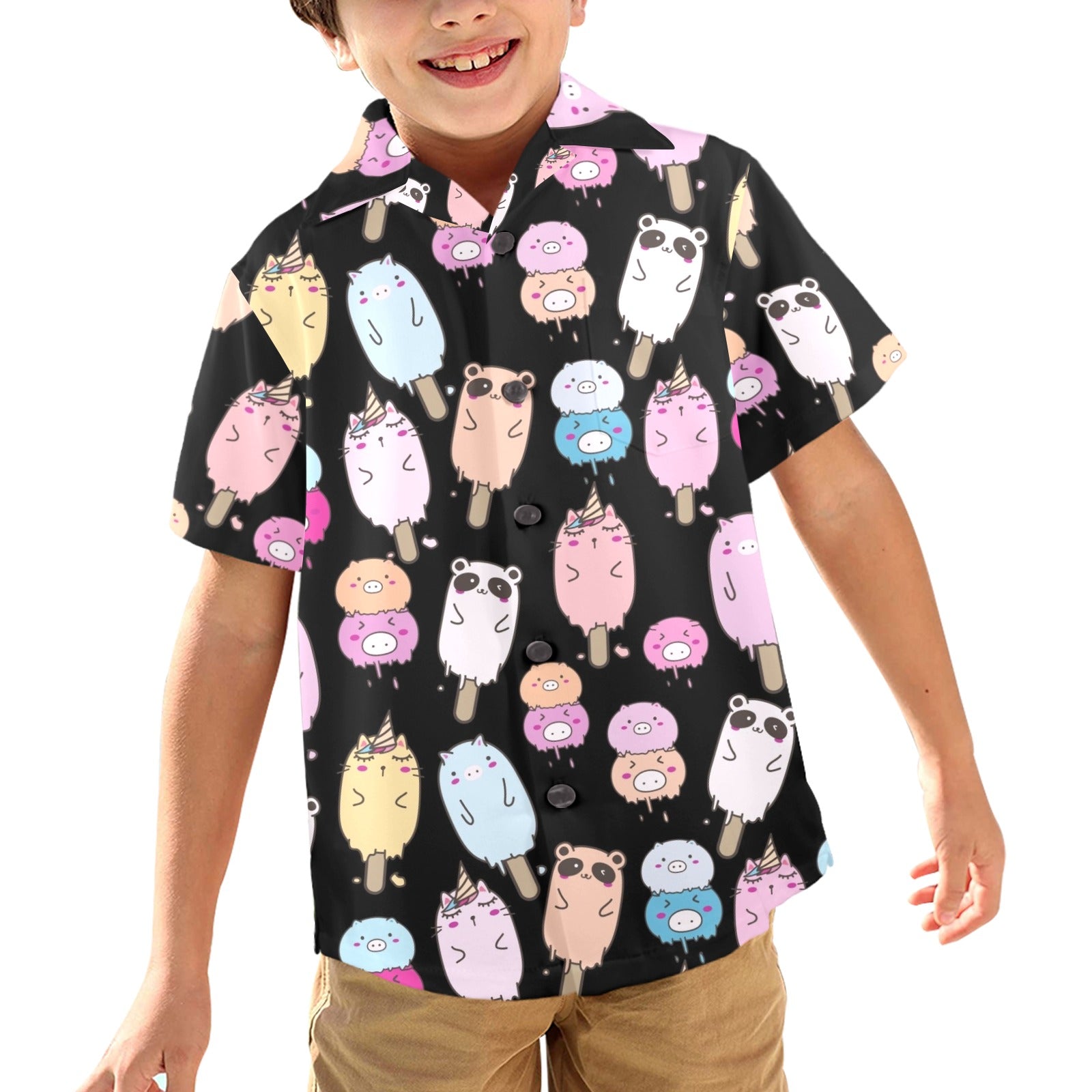 Cute Animal Ice Blocks - Junior Kids Hawaiian Shirt