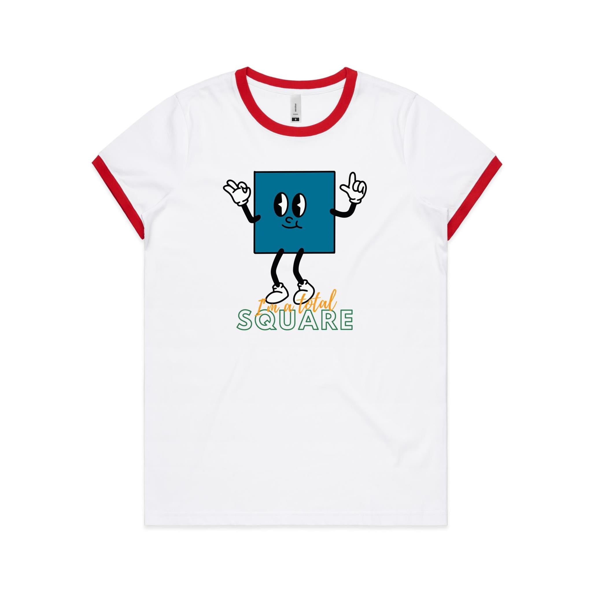 I'm A Total Square, Maths - Women's Ringer Tee White Red Womens Ringer T-shirt Maths Printed In Australia