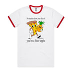 Pineapple Pizza - Staple Ringer Tee White Red Ringer T-Shirt Food Printed In Australia