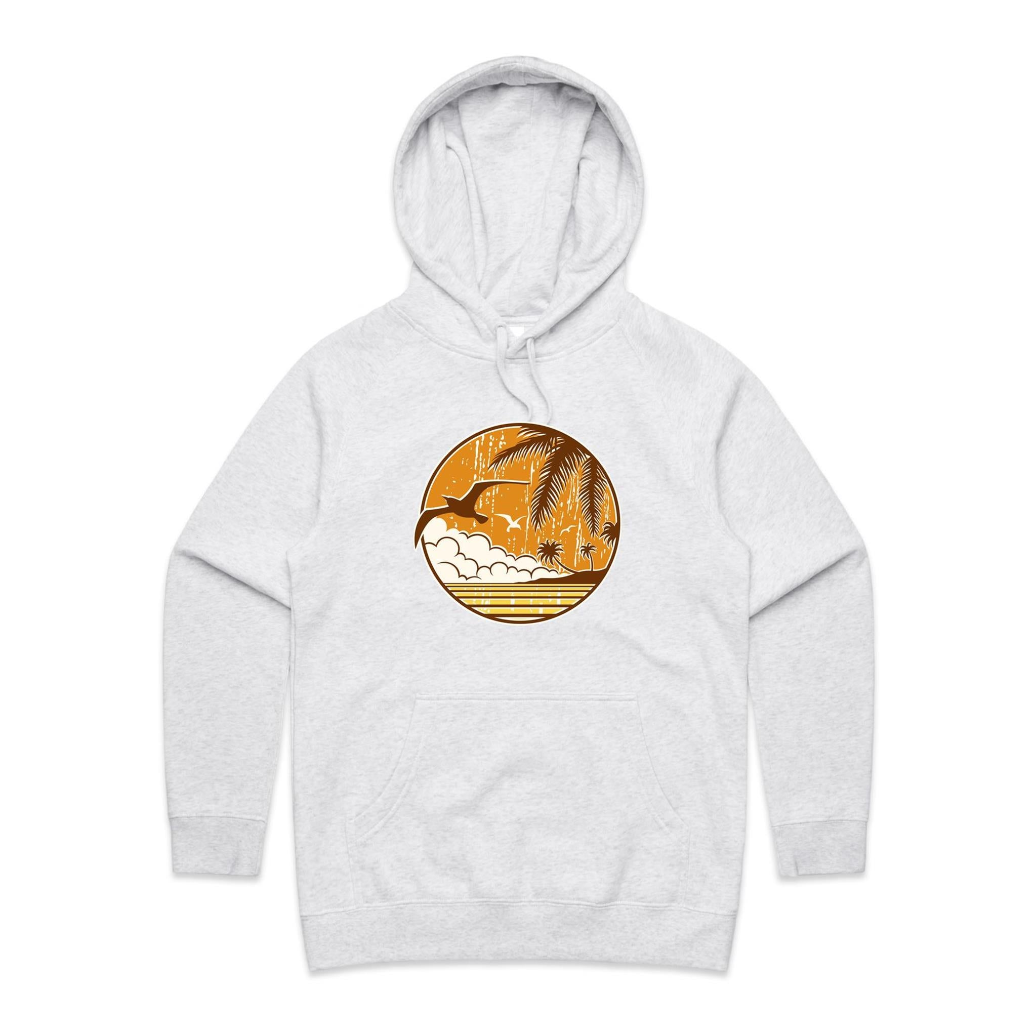 Tropical Days - Womens Hoodie White Marle Womens Hoodie Printed In Australia Summer Surf