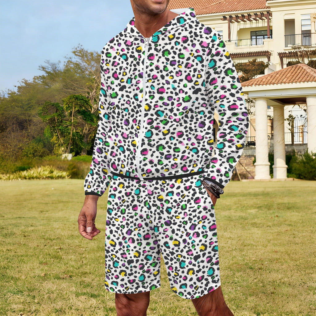 Animal Print In Colour Men's Lightweight Sun Hoodie & Shorts Set Men's Lightweight Sun Hoodie & Shorts animal Printed Offshore