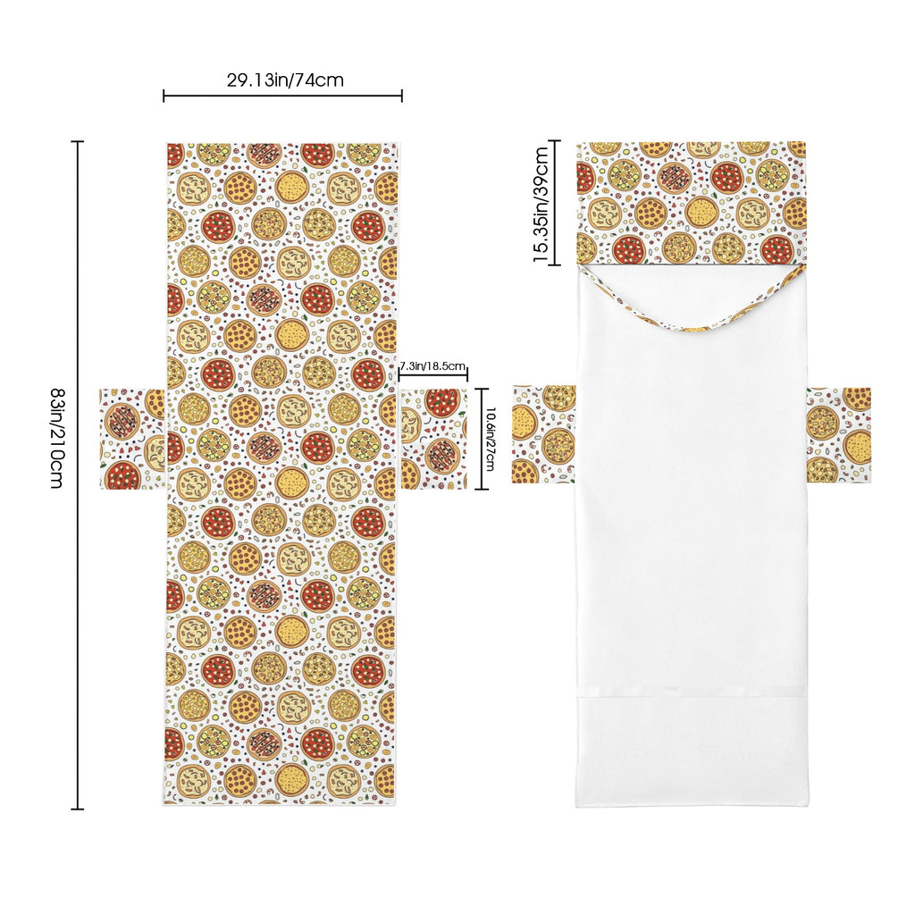 Round Pizzas On White Beach Chair Towel Cover with Side Pockets