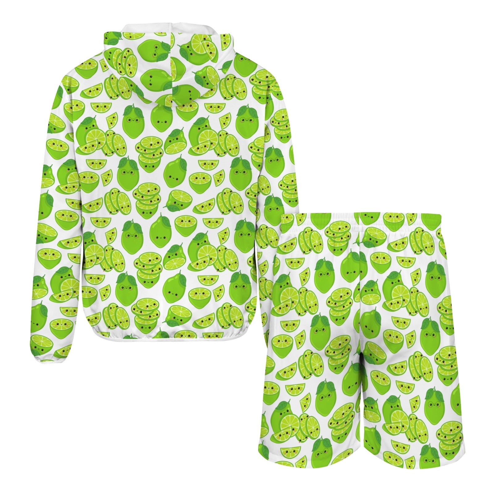 Cute Limes Men's Lightweight Sun Hoodie & Shorts Set Men's Lightweight Sun Hoodie & Shorts Food Printed Offshore