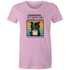Shhh, My Coffee And I Are Having A Moment, Cat - Womens T-shirt Pink Womens T-shirt animal Coffee Printed In Australia