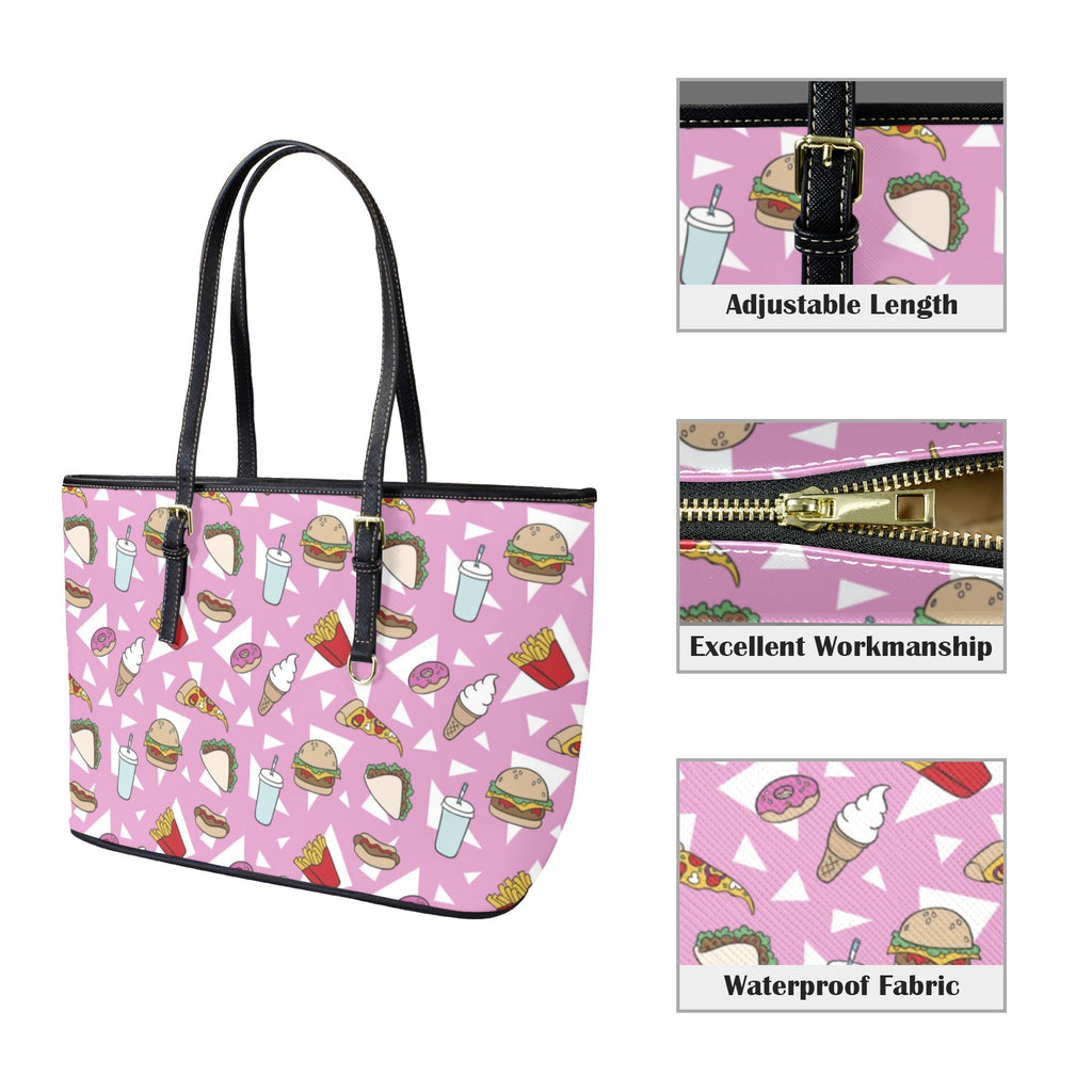 Fast Food - Leather Tote Bag-Large