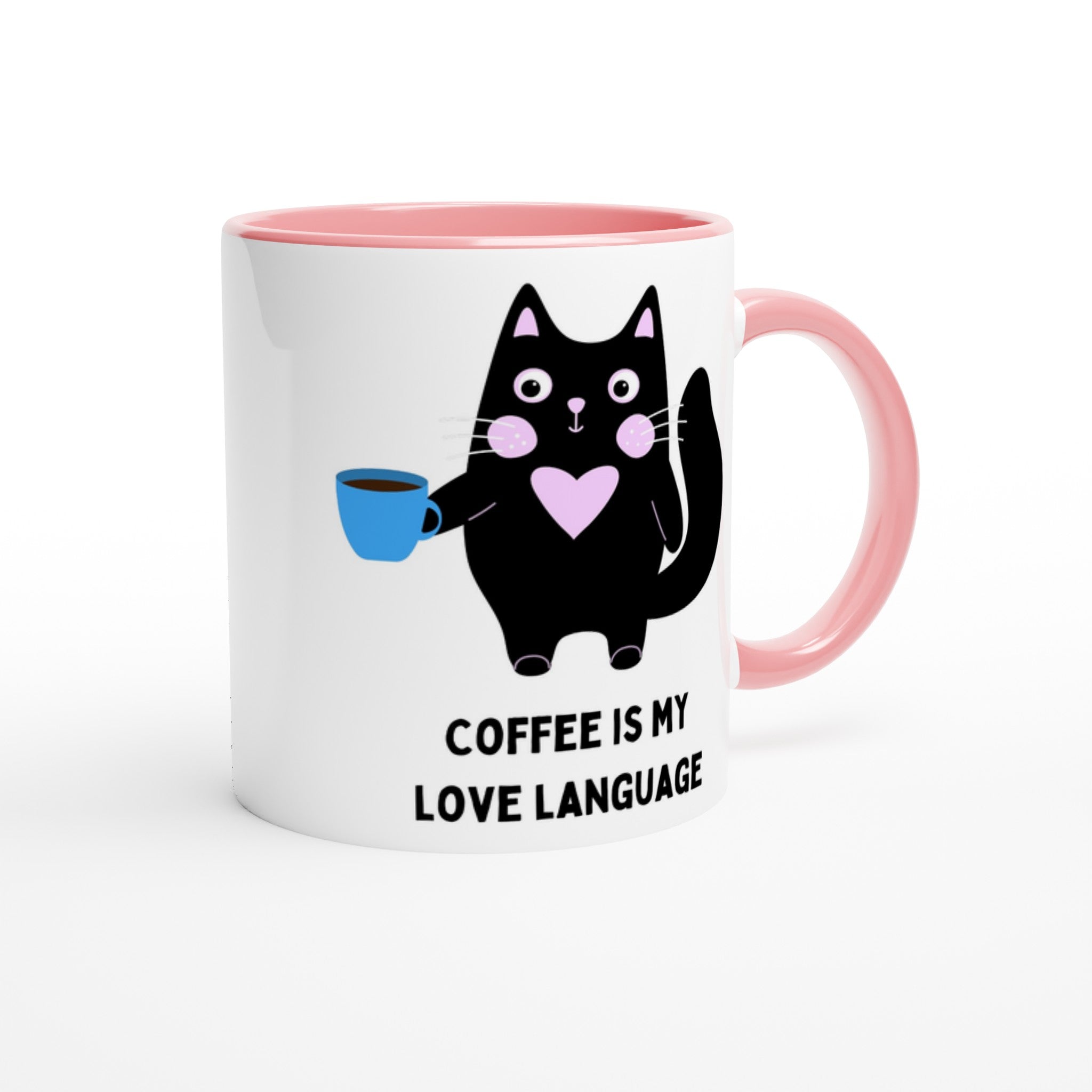 Coffee Is My Love Language - White 11oz Ceramic Mug with Colour Inside Colour 11oz Mug animal coffee Globally Fulfilled love