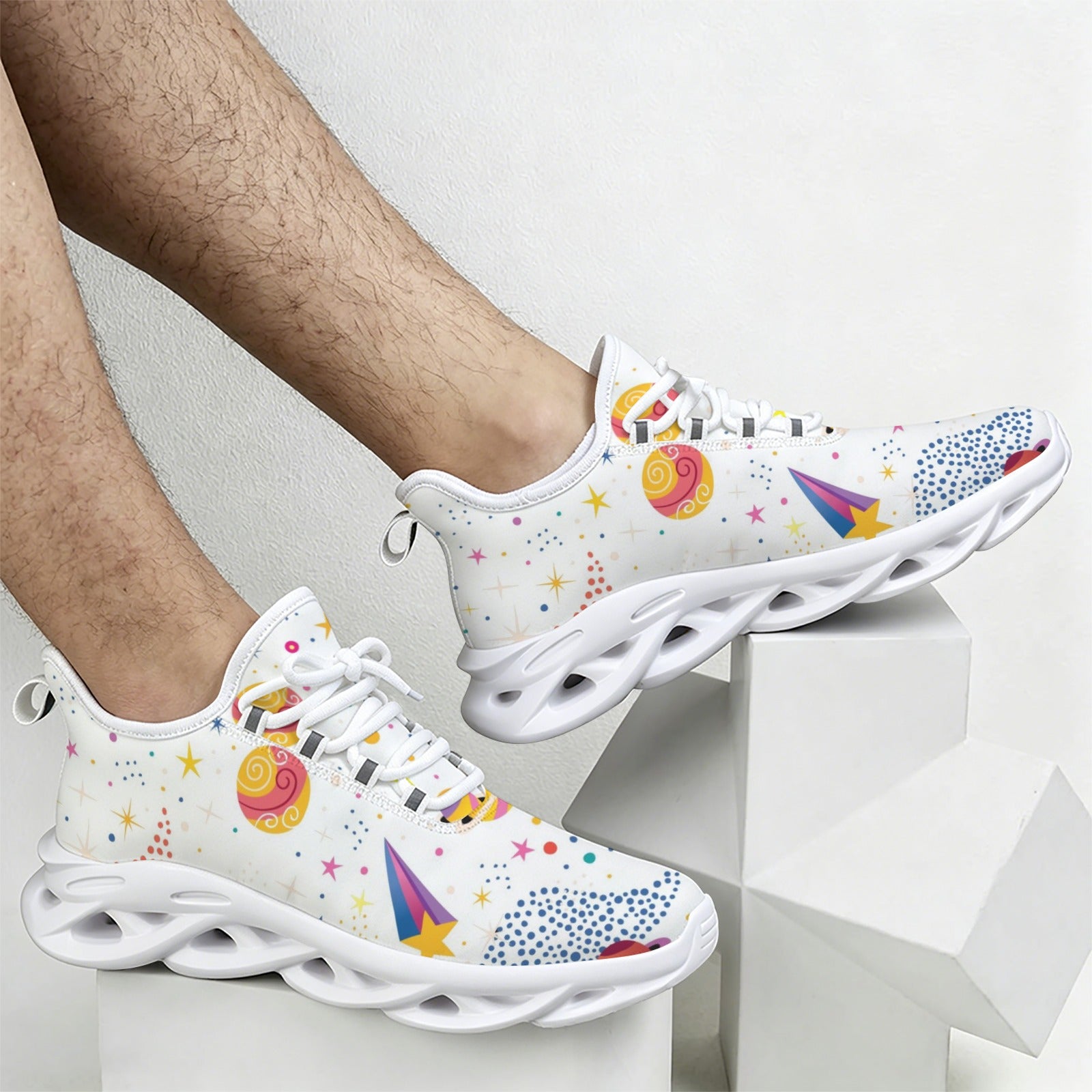 White Galaxy Men's Twisted Sole Sneakers
